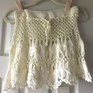 Cream Crochet Mini Skirt/Swimsuit Cover